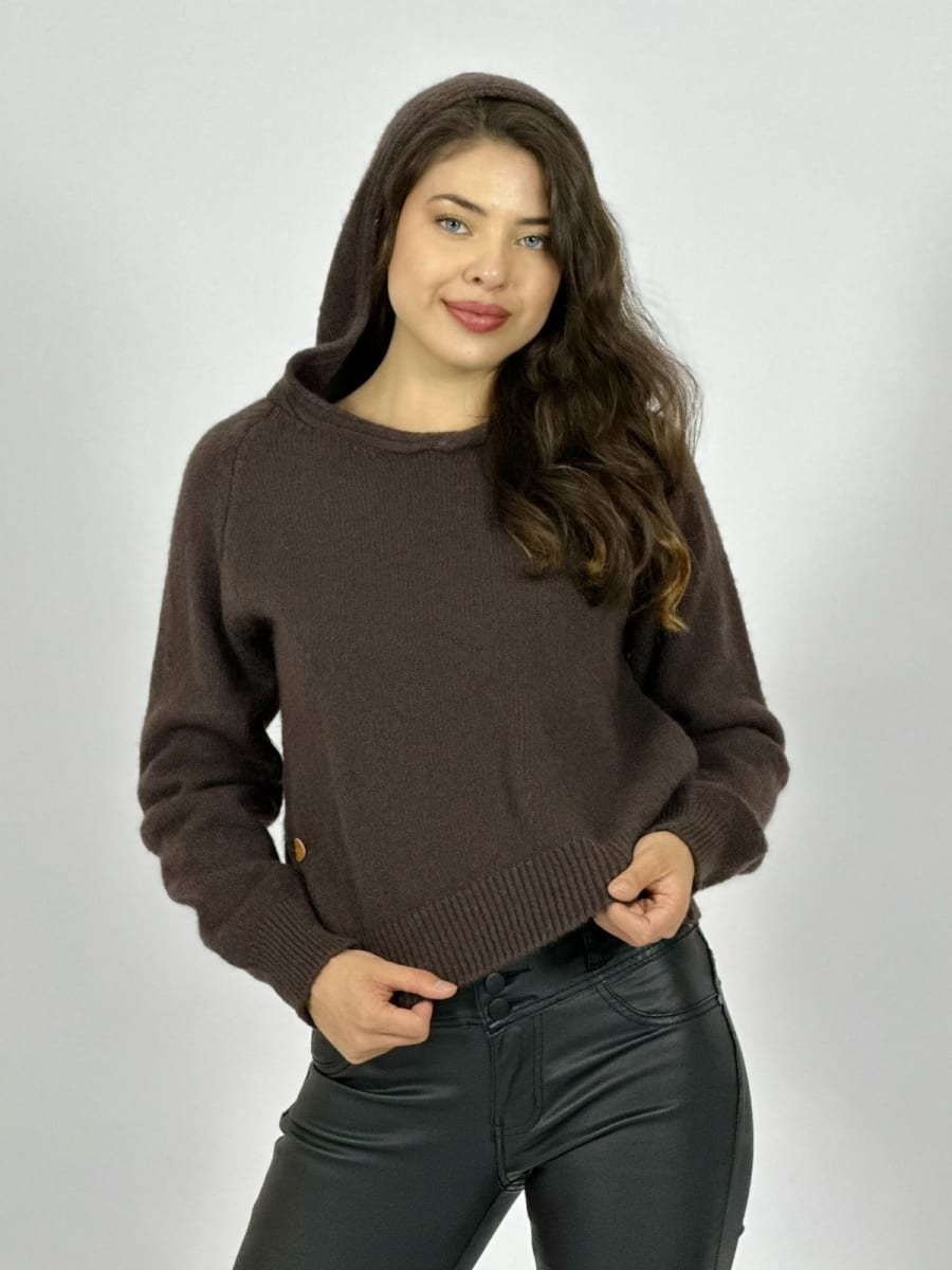 Sweater De Lana Con Capucha A4-894