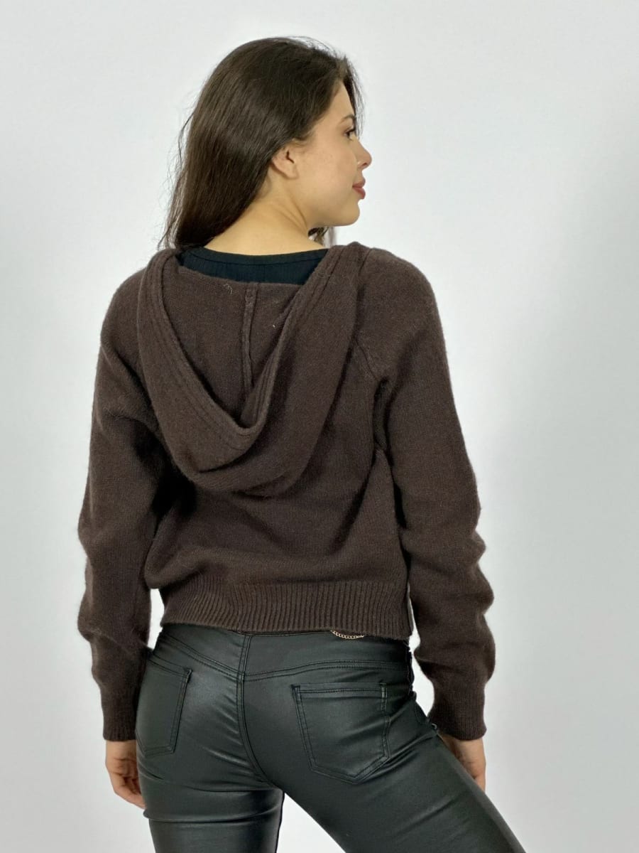 Sweater De Lana Con Capucha A4-897