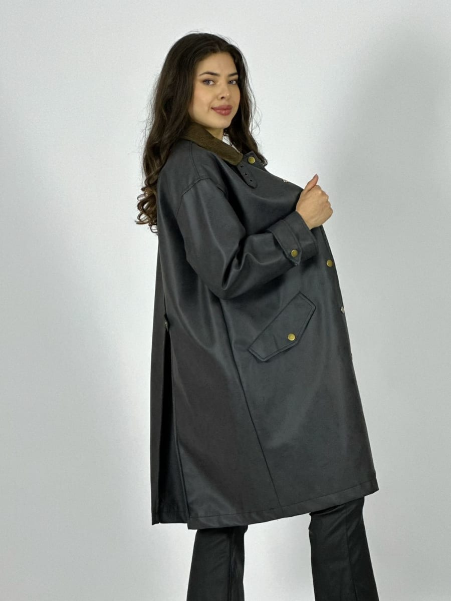 Abrigo Cuerina Largo Abotonada B1-108/1178