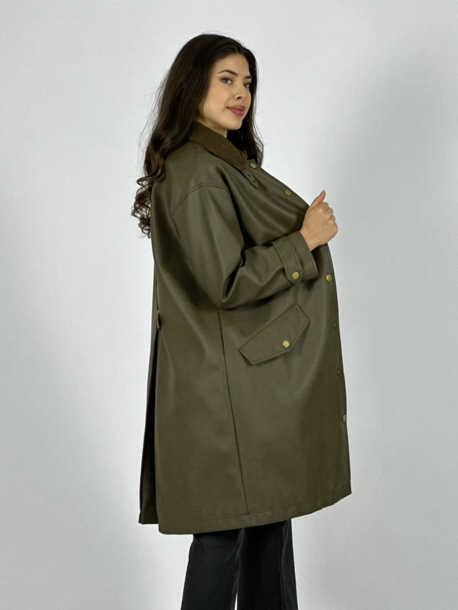 Abrigo Cuerina Largo Abotonada B1-108/1173