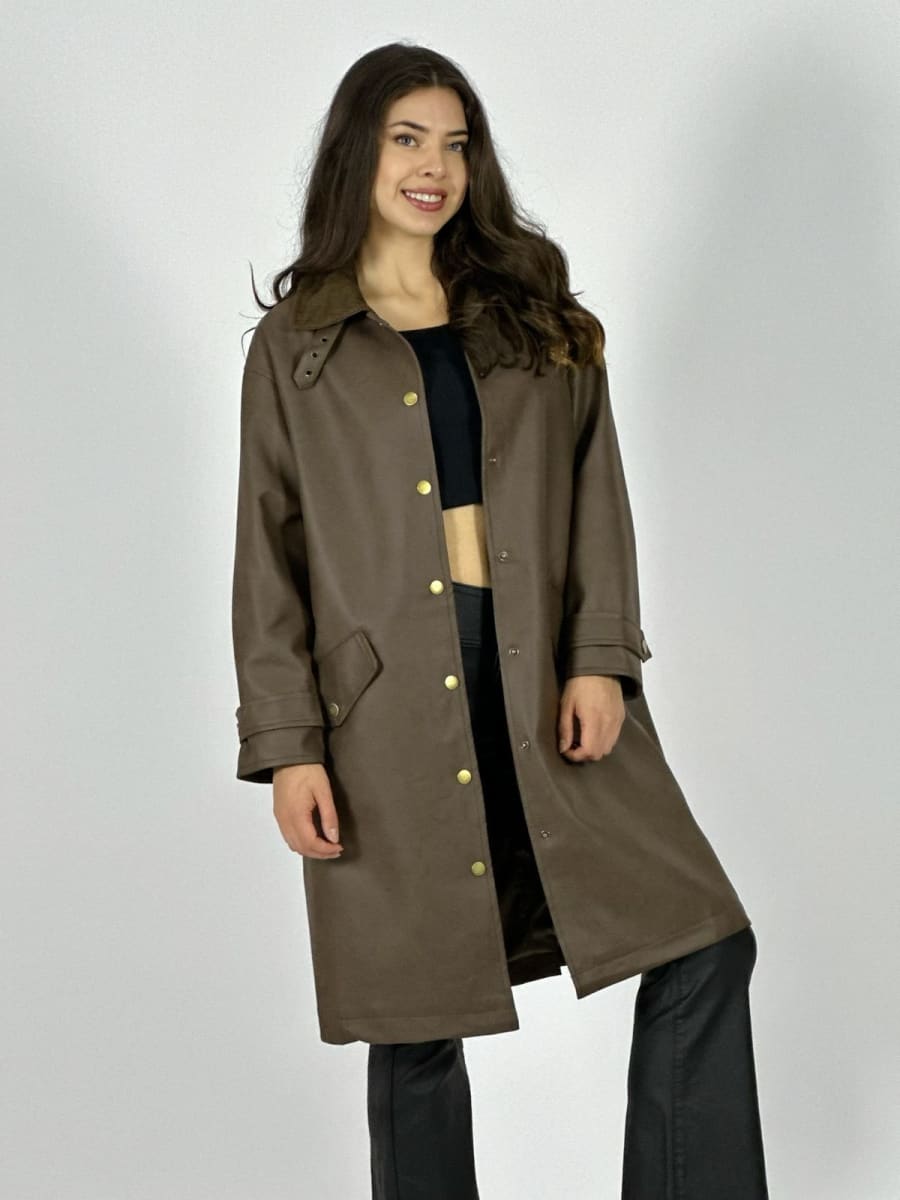 Abrigo Cuerina Largo Abotonada B1-108/11710
