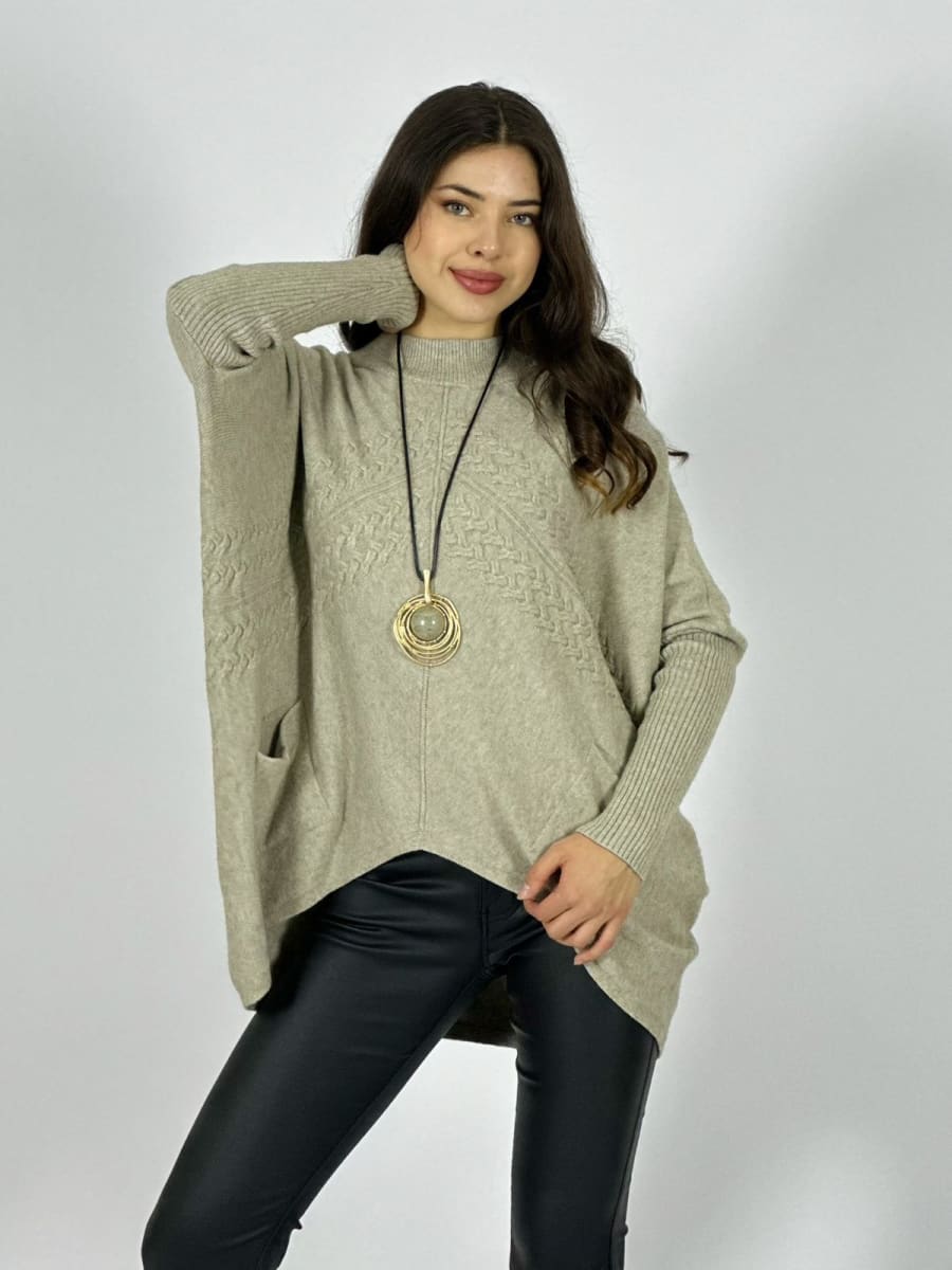 Sweater Spandex Diseño Trenzado con Bolsillos A3-762