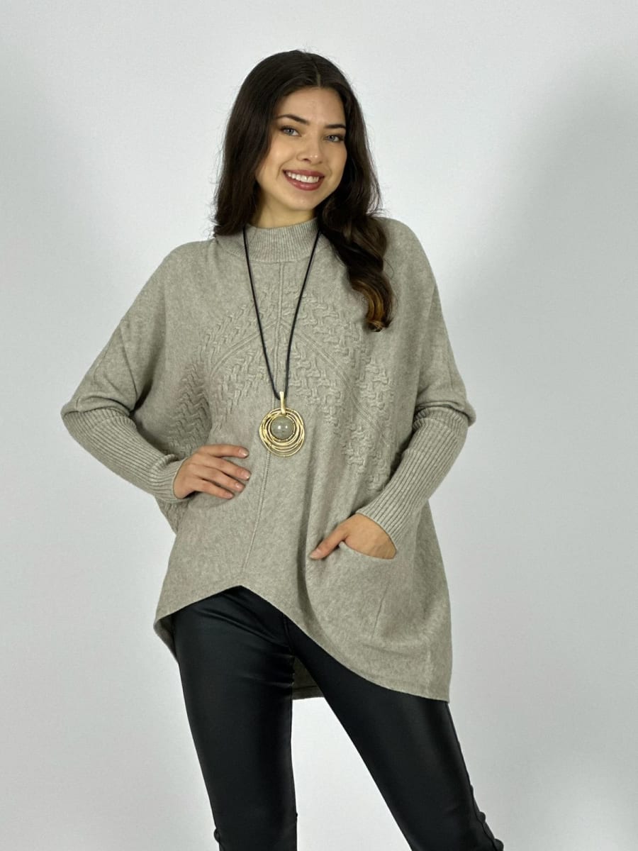 Sweater Spandex Diseño Trenzado con Bolsillos A3-763