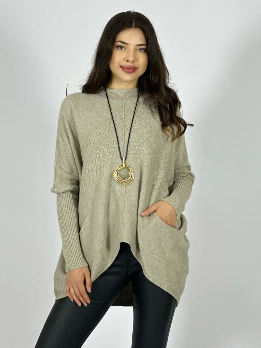 Sweater Spandex Diseño Trenzado con Bolsillos A3-761