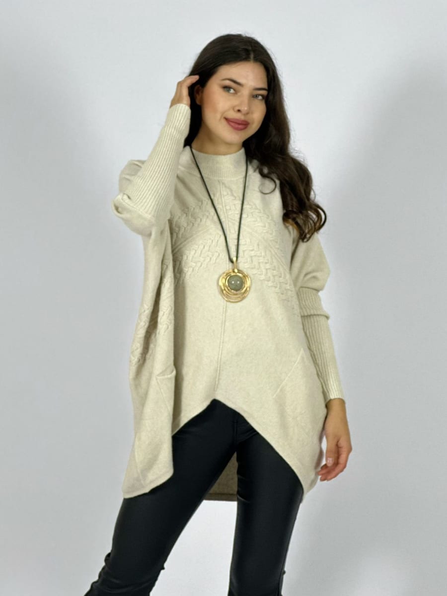 Sweater Spandex Diseño Trenzado con Bolsillos A3-7611