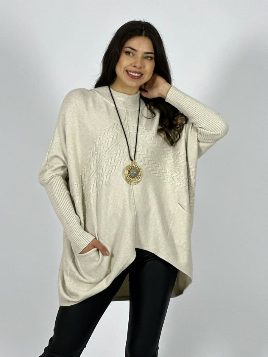 Sweater Spandex Diseño Trenzado con Bolsillos A3-7612