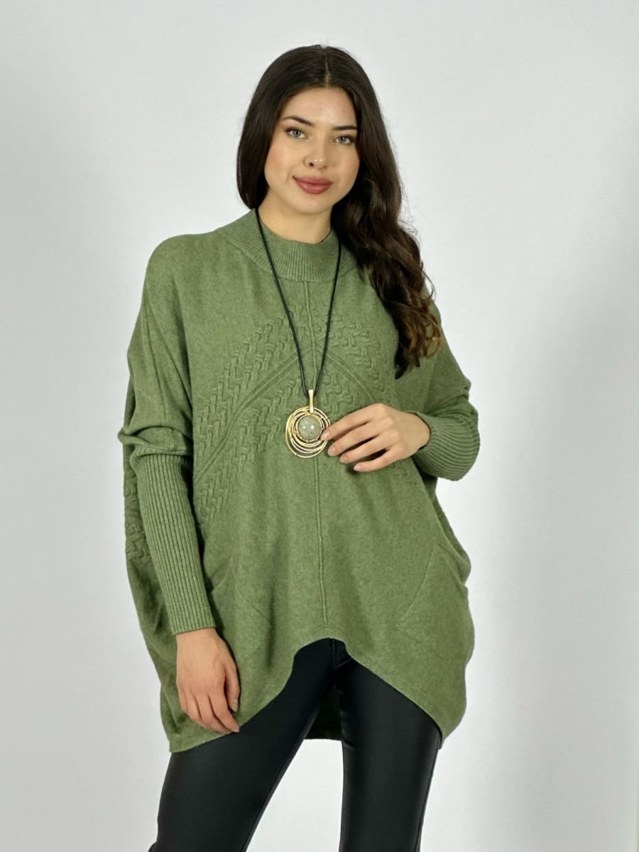 Sweater Spandex Diseño Trenzado con Bolsillos A3-7613
