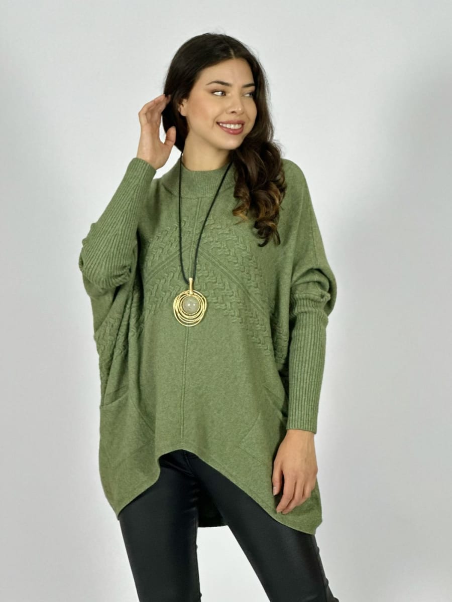 Sweater Spandex Diseño Trenzado con Bolsillos A3-7614