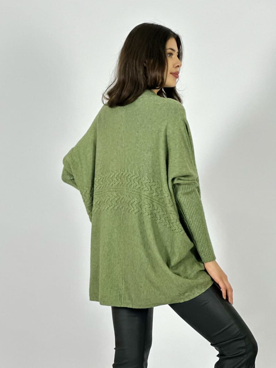 Sweater Spandex Diseño Trenzado con Bolsillos A3-7615