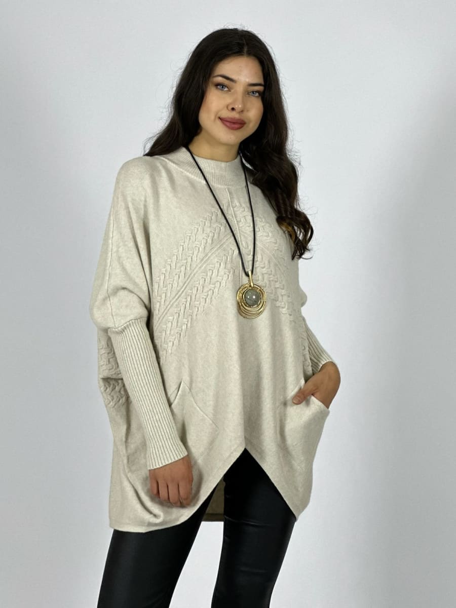 Sweater Spandex Diseño Trenzado con Bolsillos A3-7610