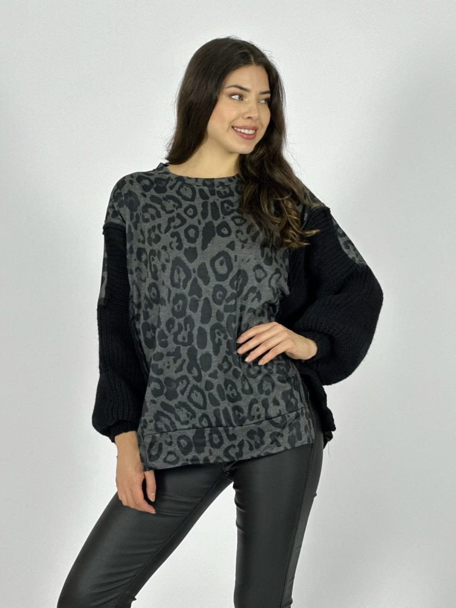 Sweater Tejido Lana Torso Print A4-928