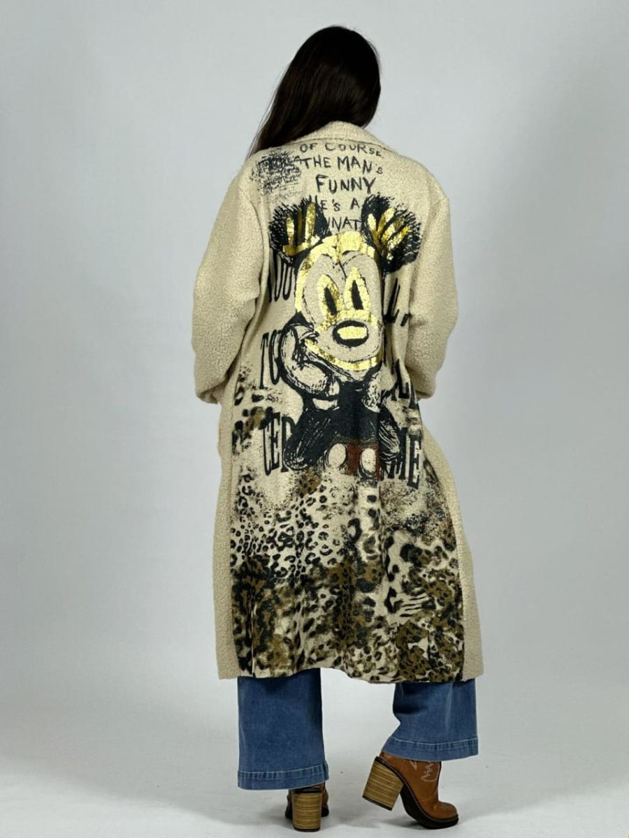 Abrigo Lana Italiano Largo Dorso Mickey Print B1-11210
