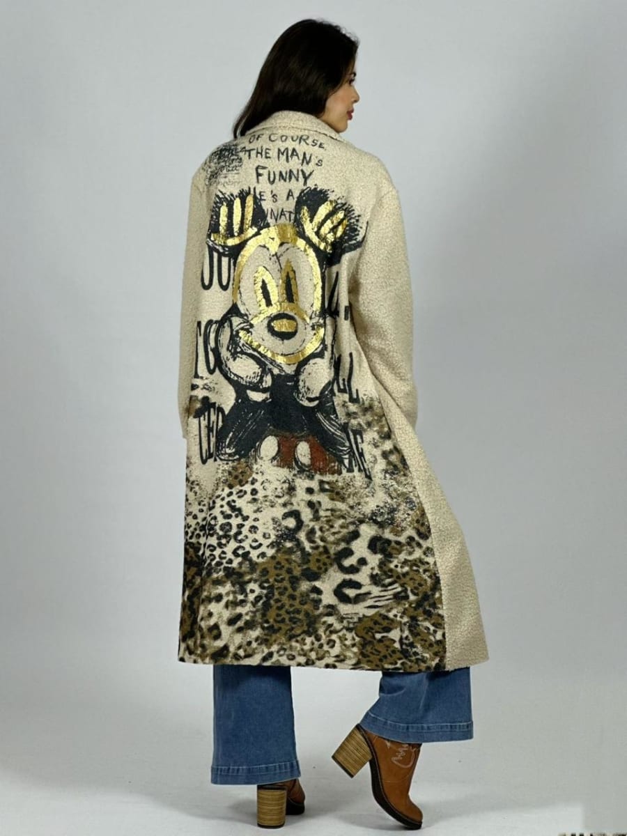 Abrigo Lana Italiano Largo Dorso Mickey Print B1-1129