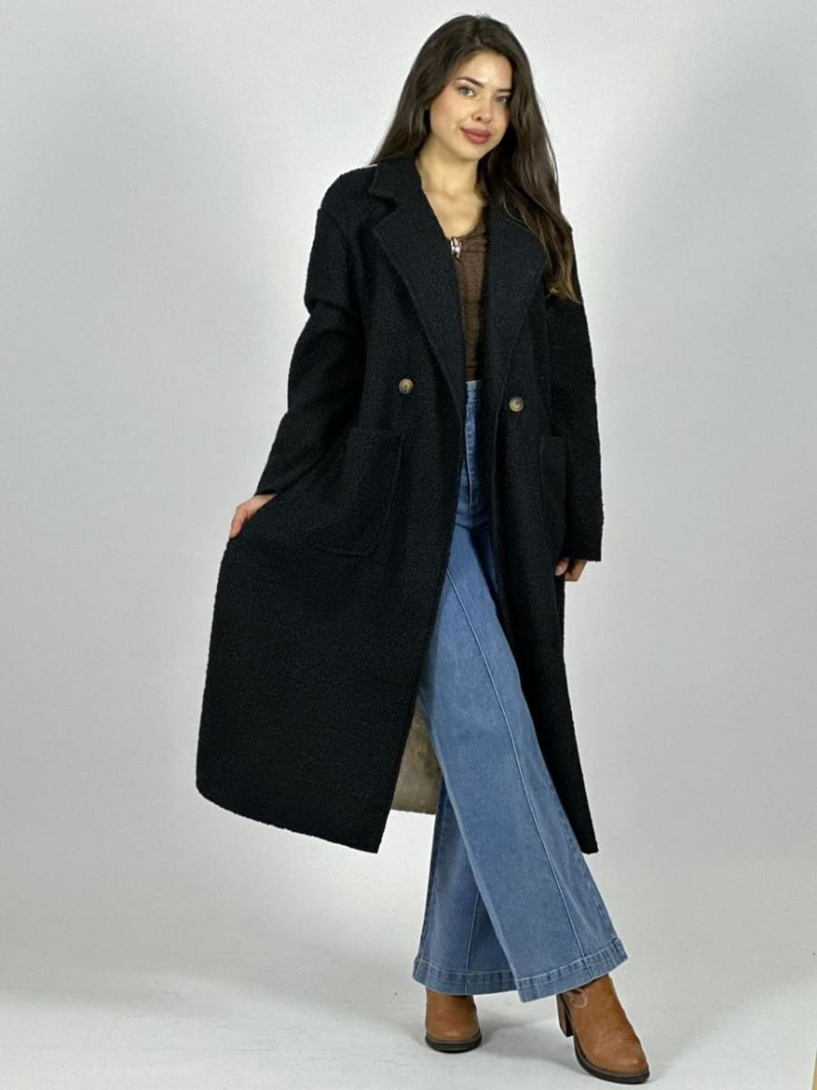 Abrigo Lana Italiano Largo Dorso Mickey Print B1-1126