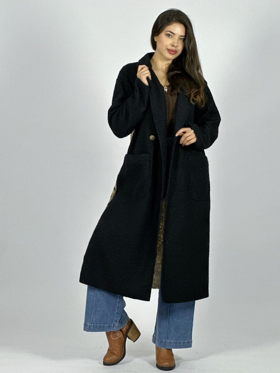 Abrigo Lana Italiano Largo Dorso Mickey Print B1-1125