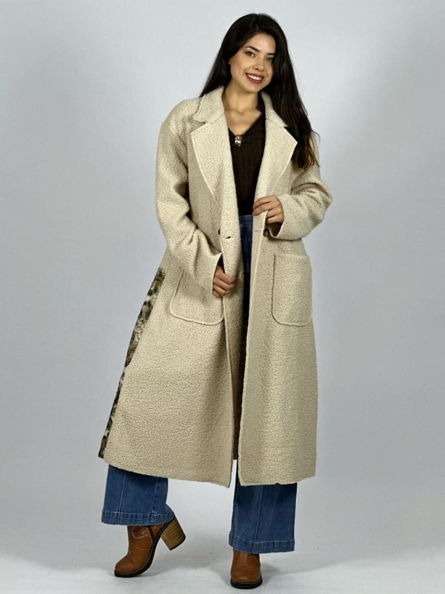 Abrigo Lana Italiano Largo Dorso Mickey Print B1-1127