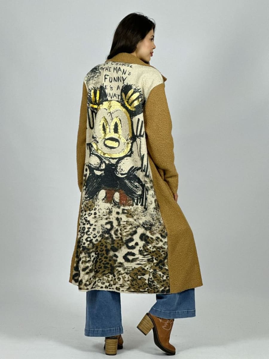 Abrigo Lana Italiano Largo Dorso Mickey Print B1-1124