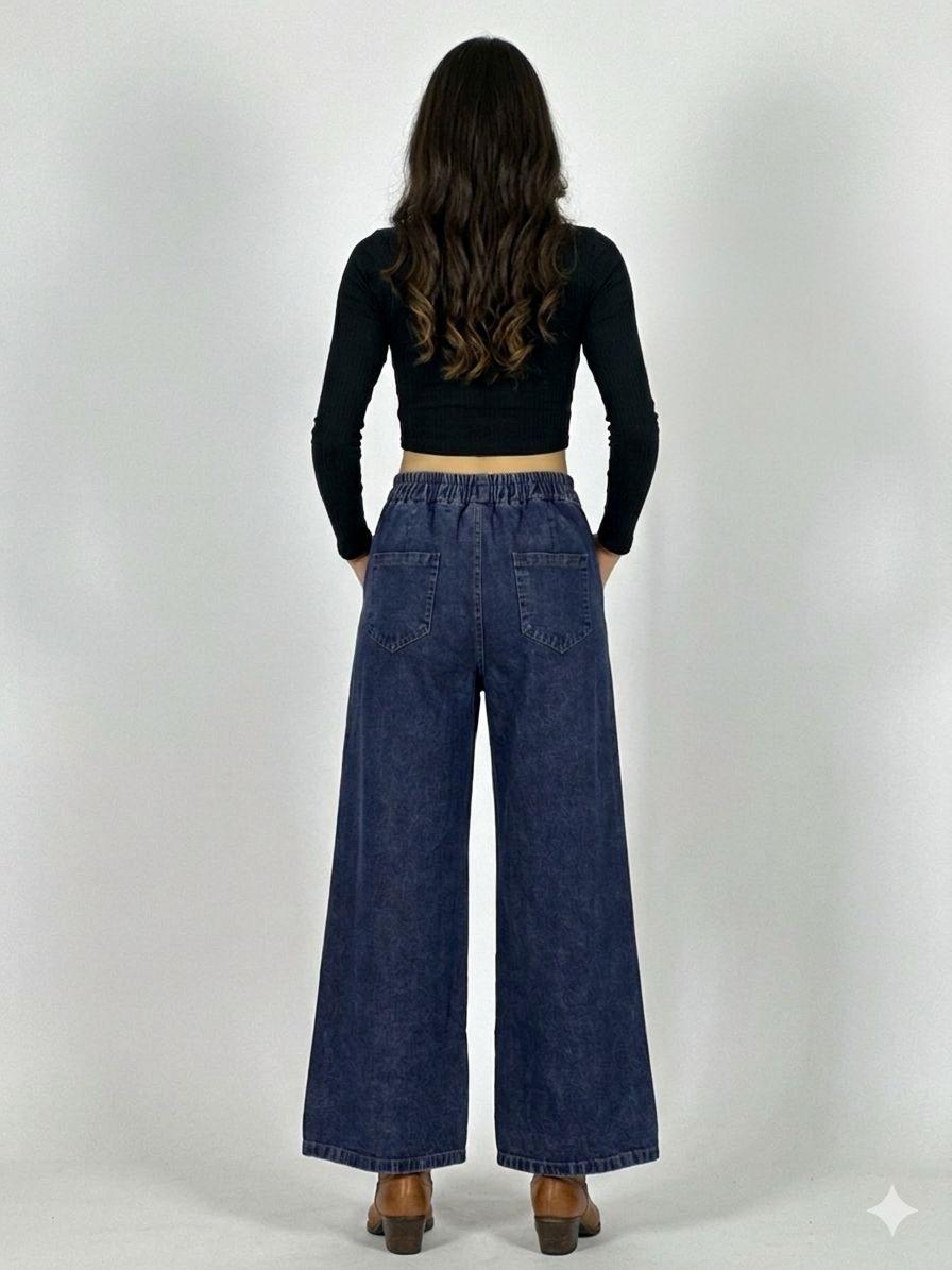 Palazzo Mezclilla Costura Conejo en Bolsillo A1-39/453