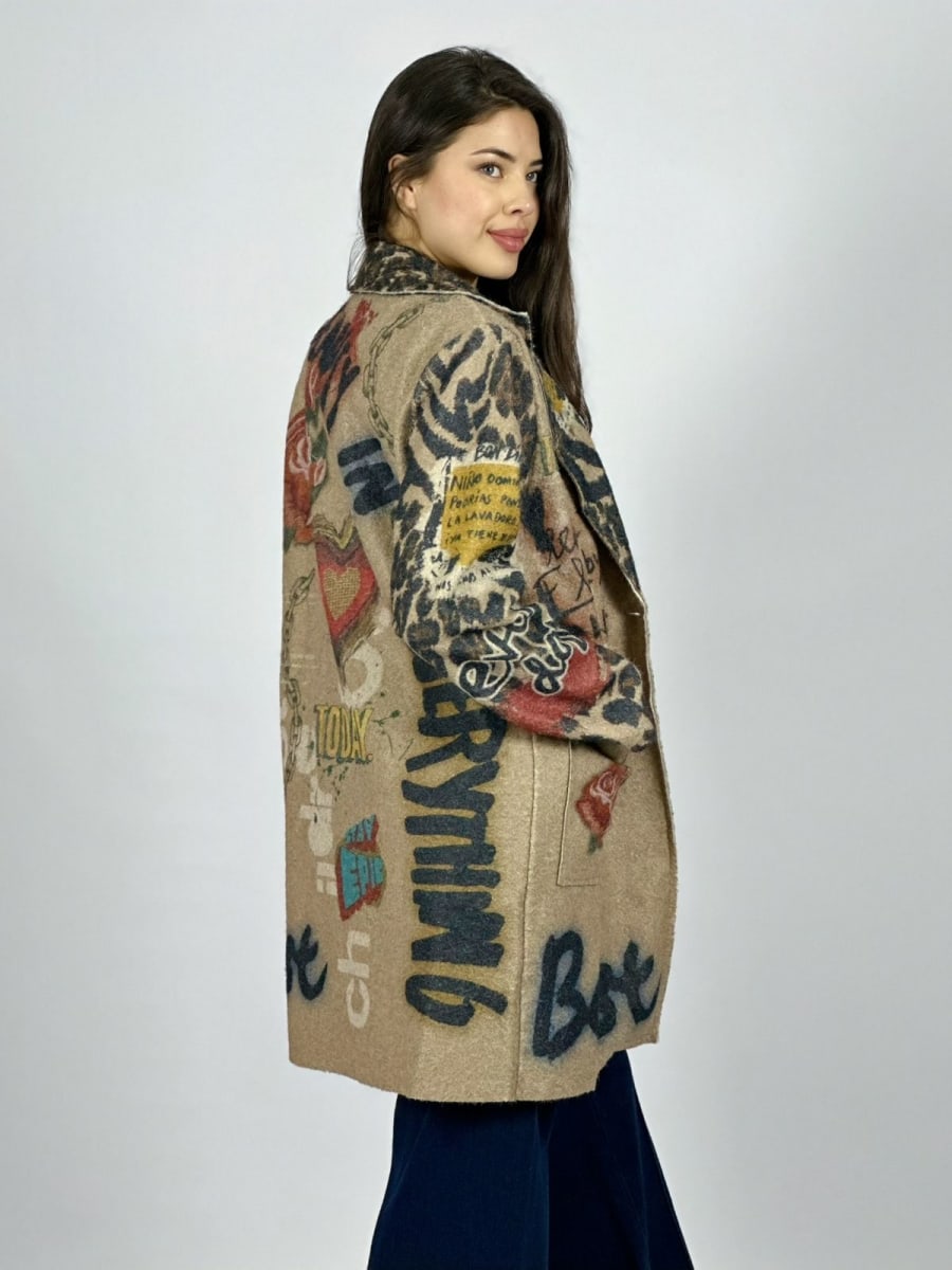 Abrigo Lana Cebra Corazon/Rosa B1-1183