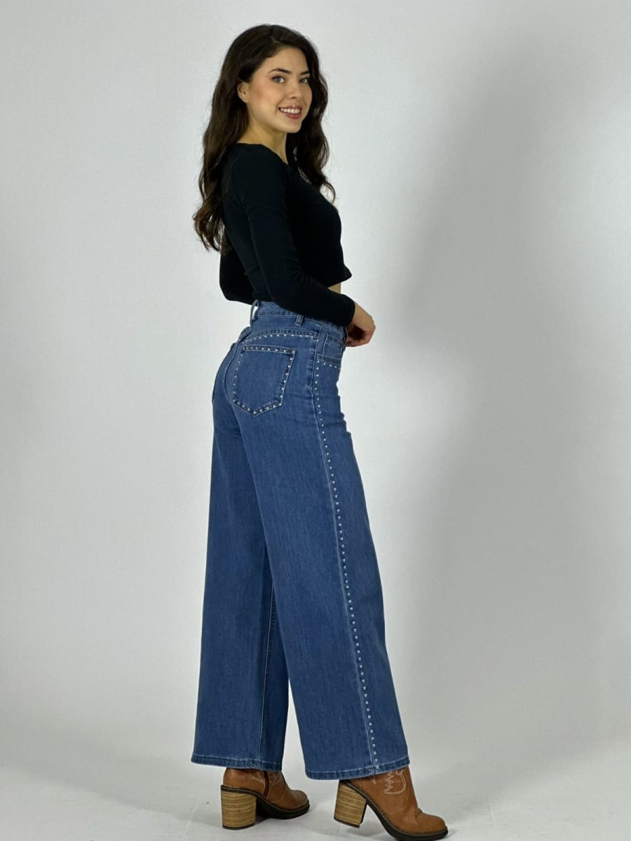 Palazzo Mezclilla con Tachas A3-736