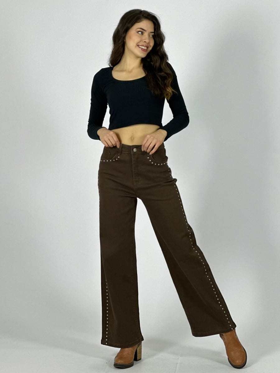 Palazzo Mezclilla con Tachas A3-738