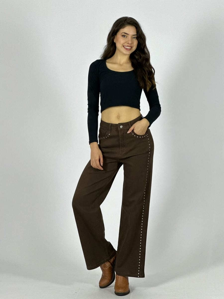 Palazzo Mezclilla con Tachas A3-739