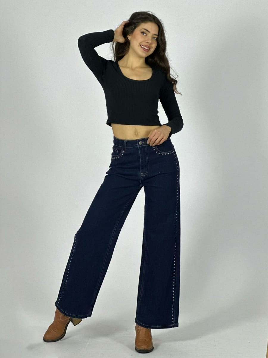 Palazzo Mezclilla con Tachas A3-732