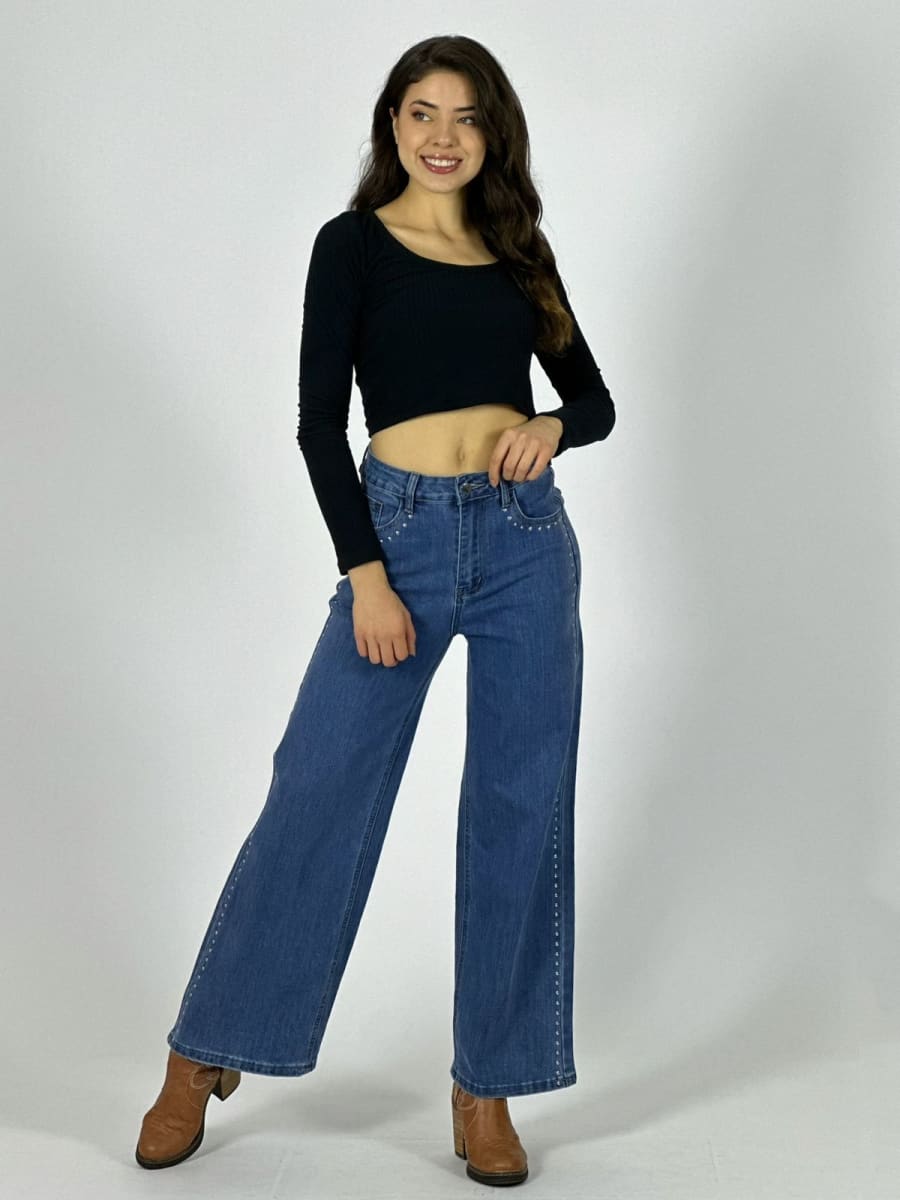 Palazzo Mezclilla con Tachas A3-735