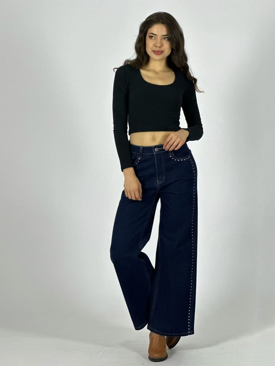 Palazzo Mezclilla con Tachas A3-731