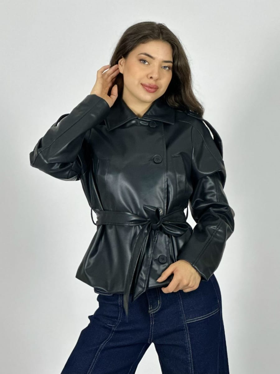 Chaqueta Ecocuero con Cinturon A3-771