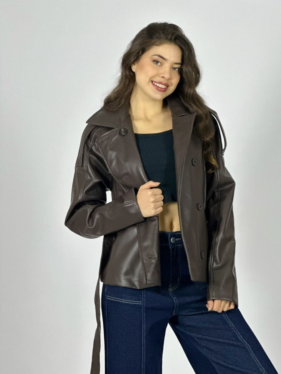 Chaqueta Ecocuero con Cinturon A3-775