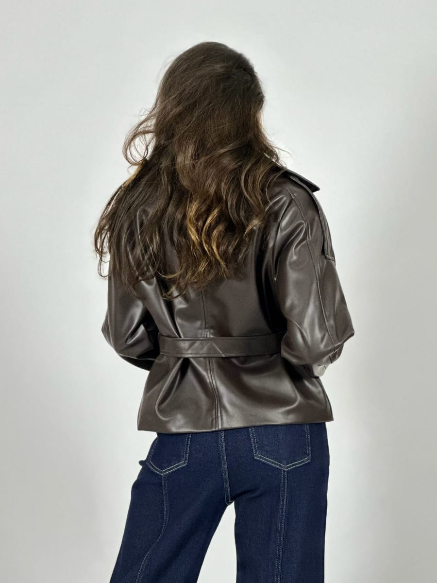 Chaqueta Ecocuero con Cinturon A3-778