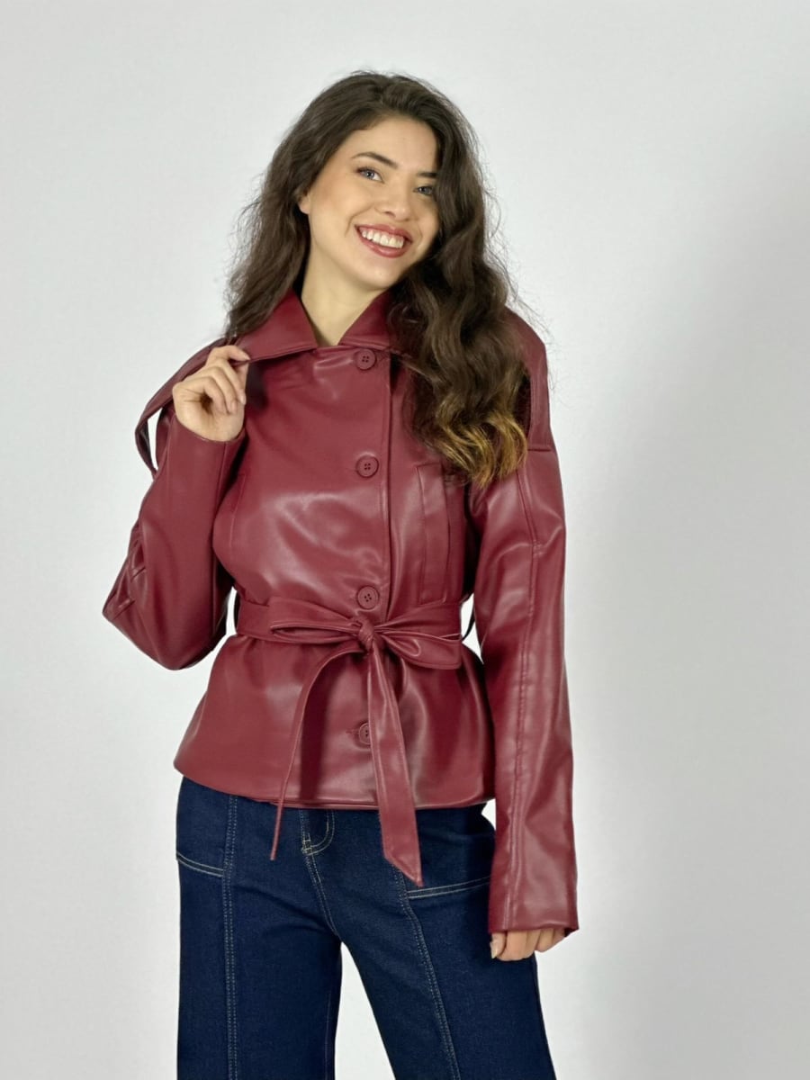 Chaqueta Ecocuero con Cinturon A3-779