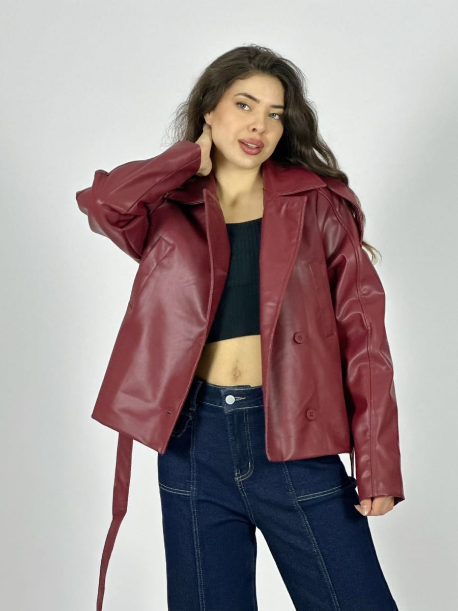 Chaqueta Ecocuero con Cinturon A3-7710