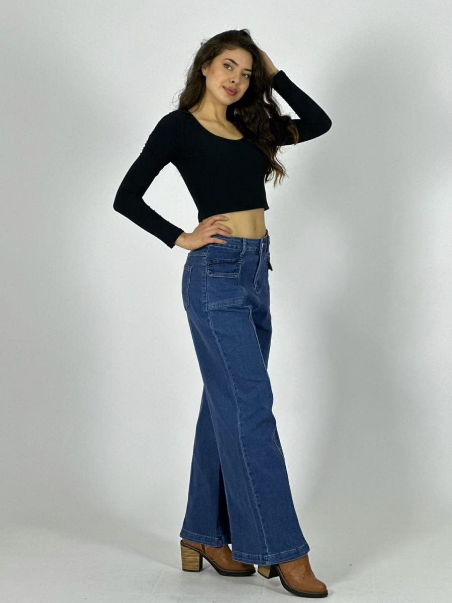 Palazzo Mezclilla Costuras Visibles A4-887