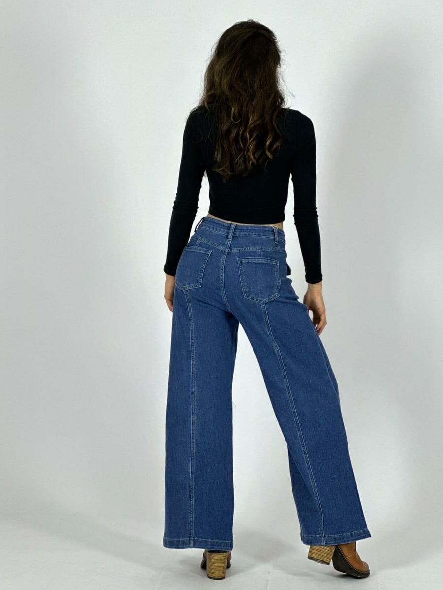 Palazzo Mezclilla Costuras Visibles A4-888