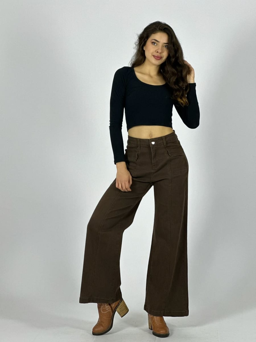 Palazzo Mezclilla Costuras Visibles A4-8810