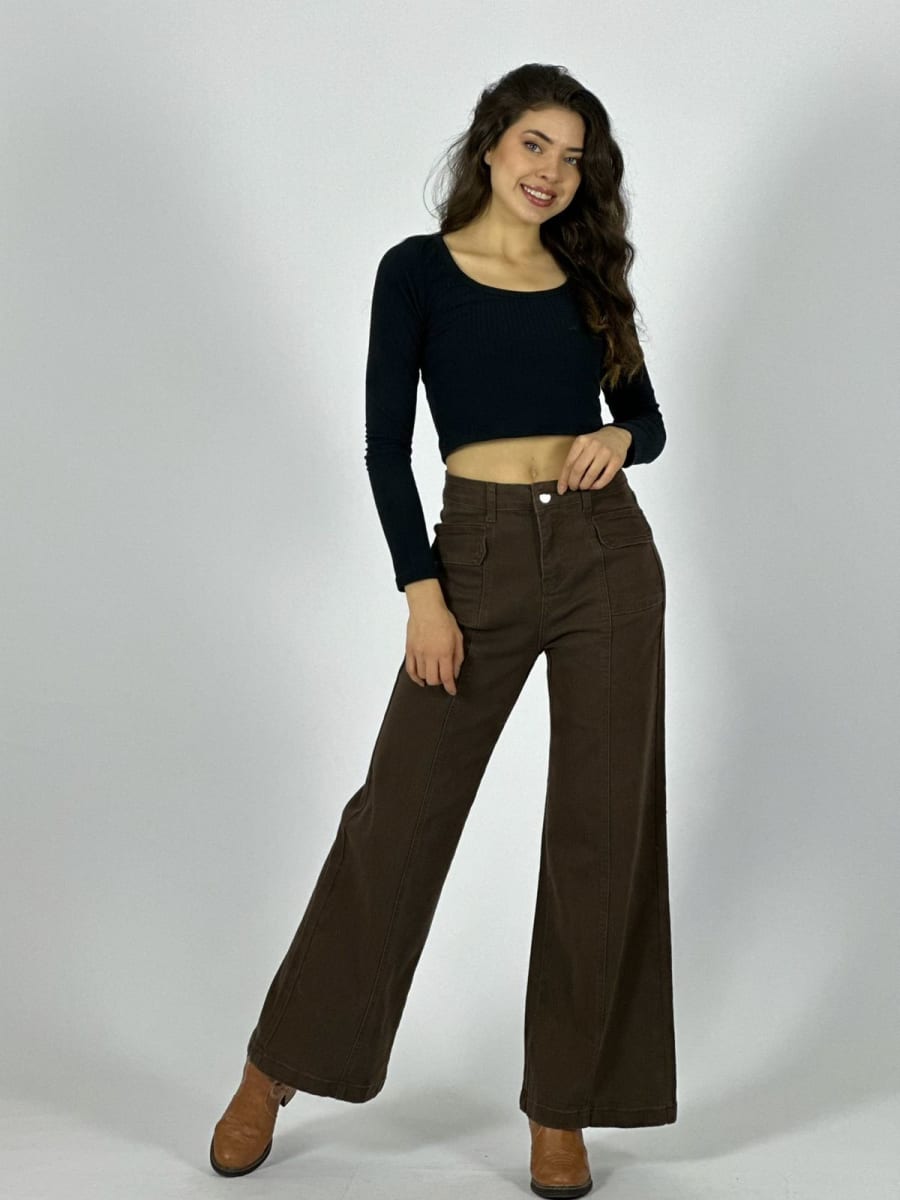 Palazzo Mezclilla Costuras Visibles A4-889