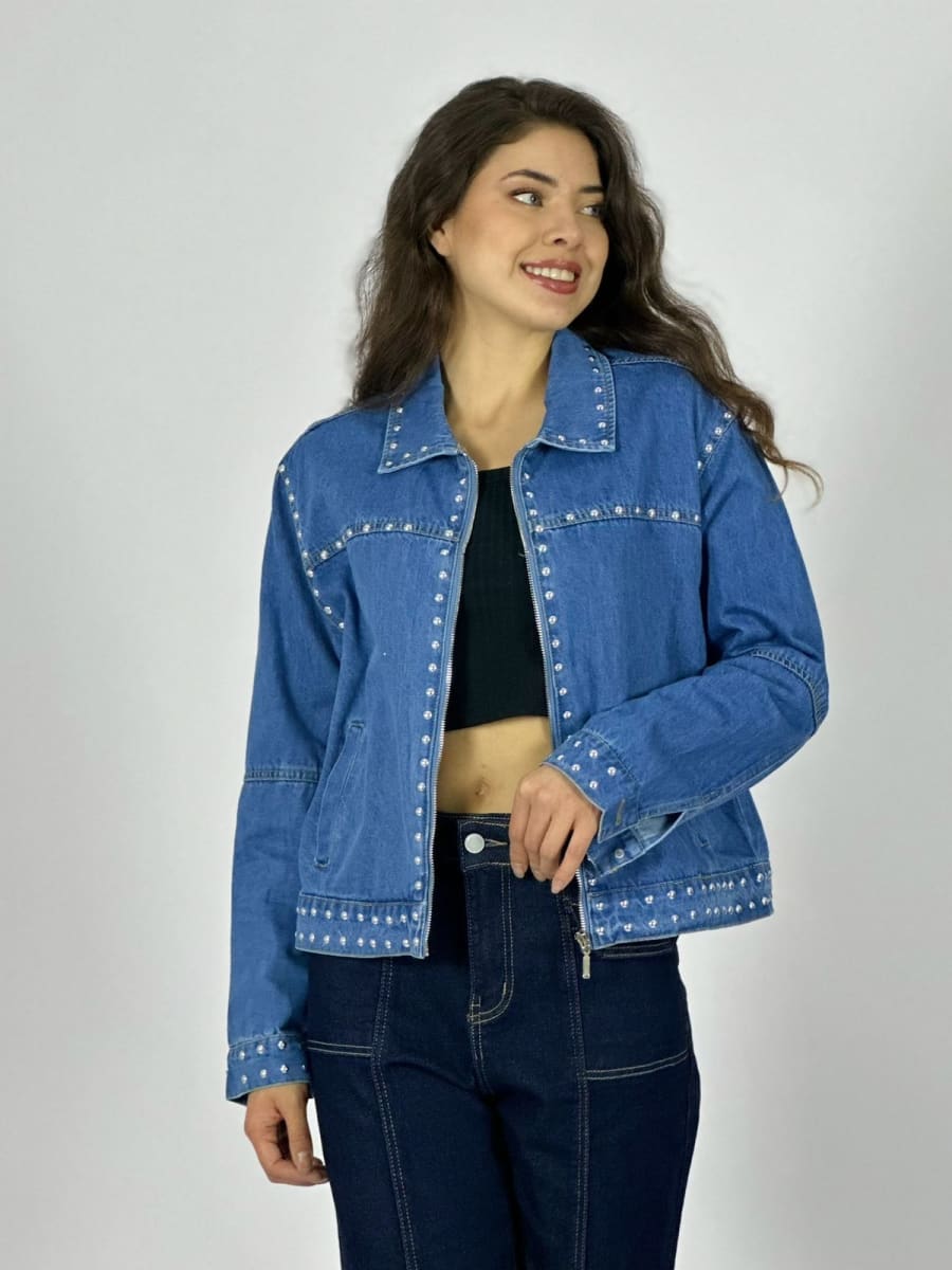 Chaqueta Mezclilla Con Tachas A3-656