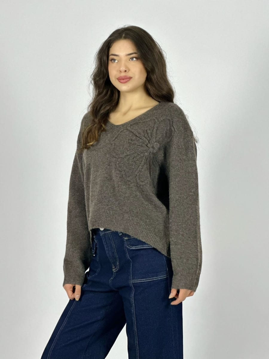 Sweater Lana Flor Bordada A4-883