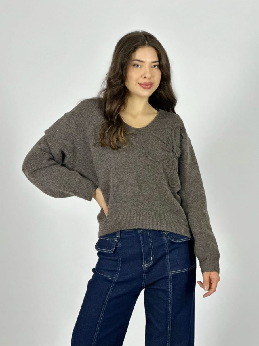 Sweater Lana Flor Bordada A4-882