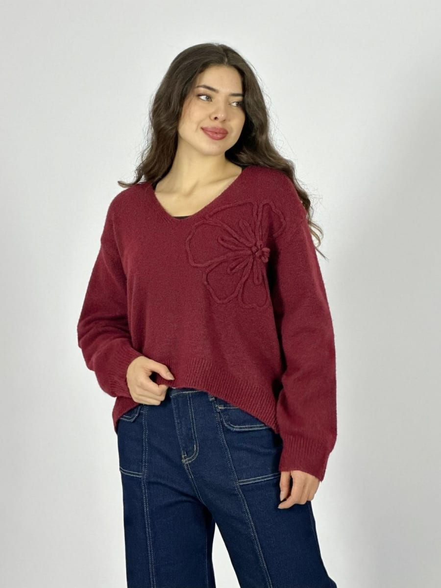 Sweater Lana Flor Bordada A4-886