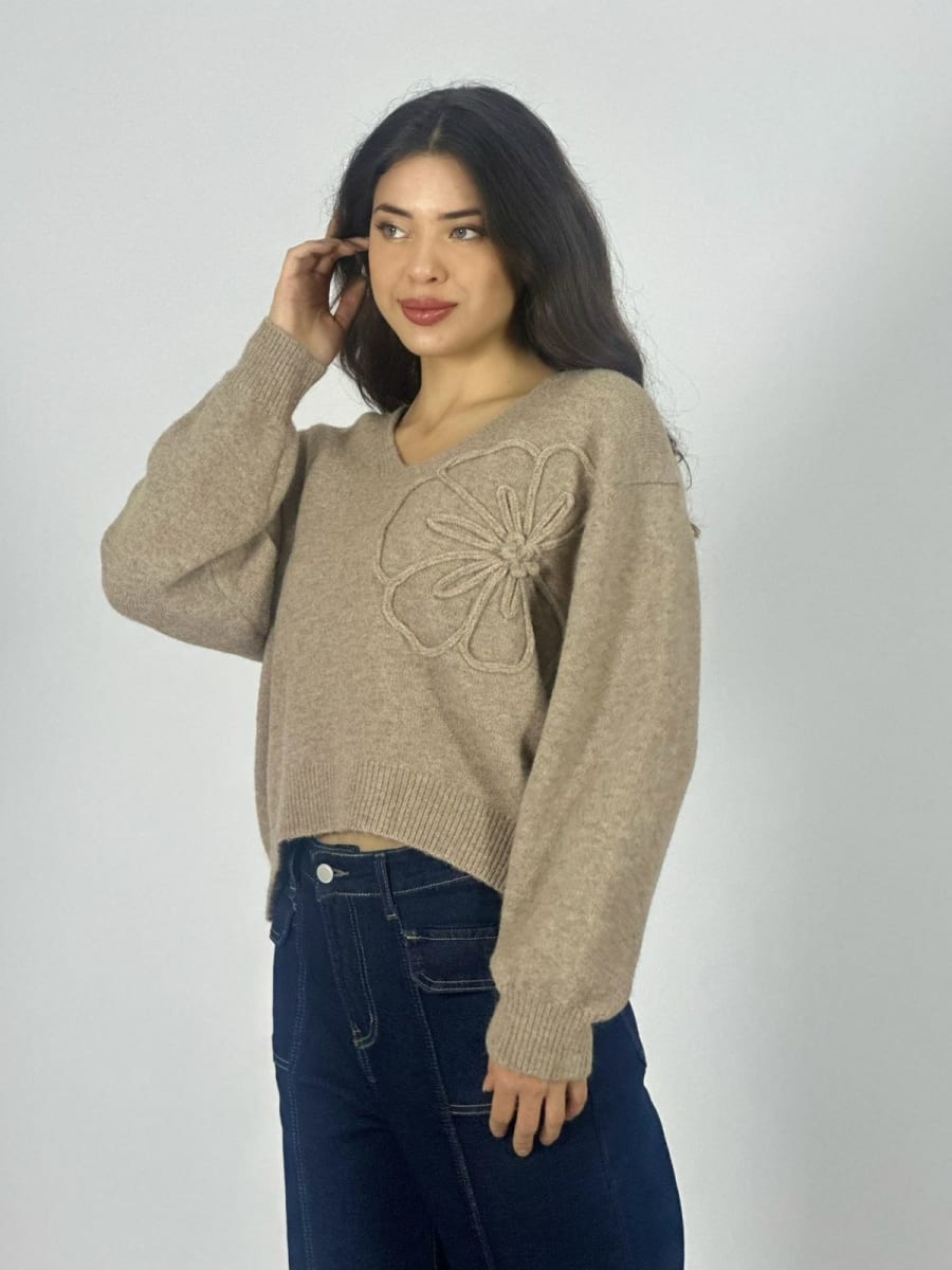 Sweater Lana Flor Bordada A4-8811