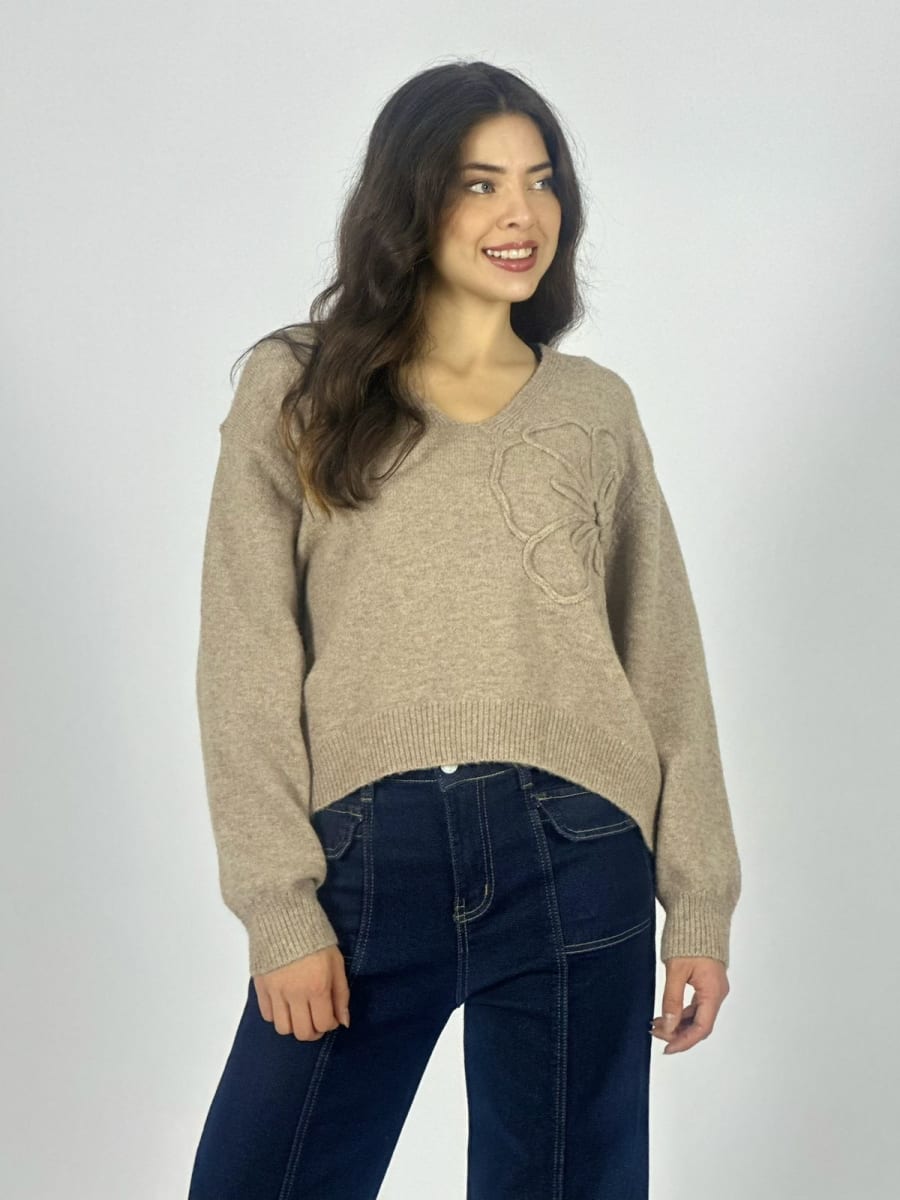 Sweater Lana Flor Bordada A4-8810