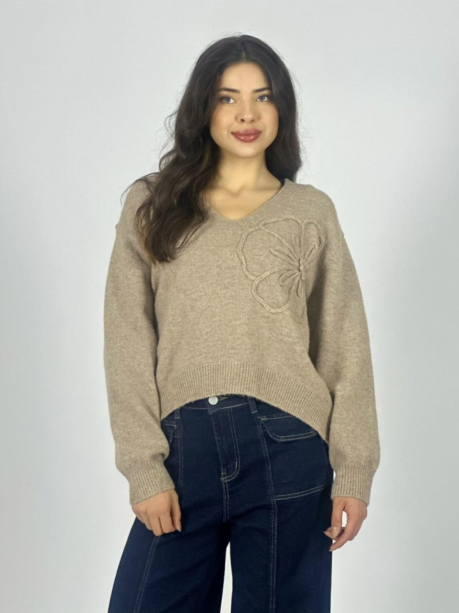Sweater Lana Flor Bordada A4-889