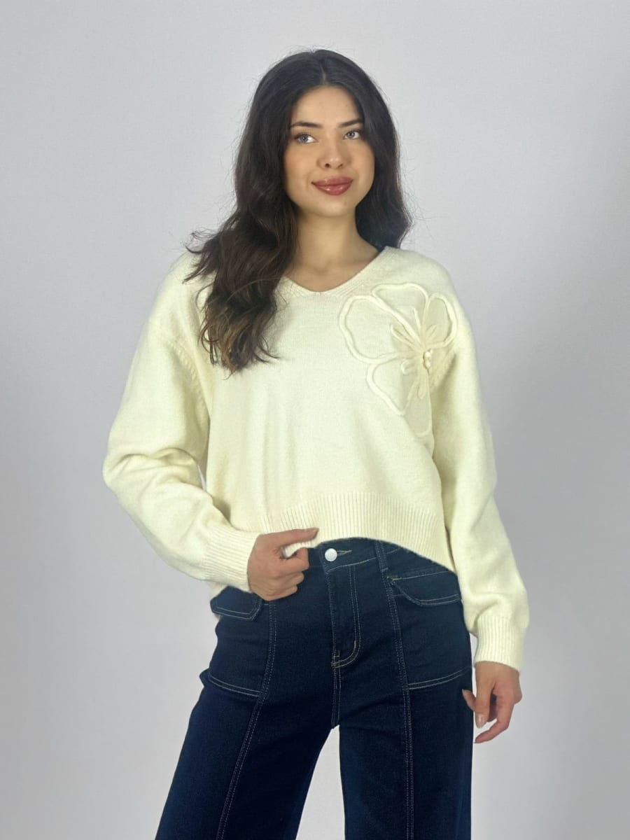 Sweater Lana Flor Bordada A4-8815