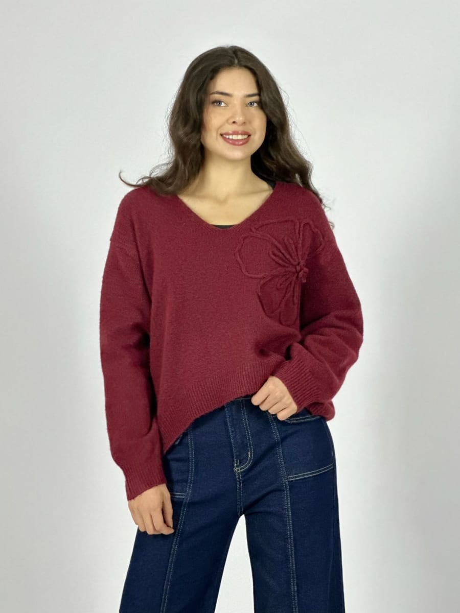 Sweater Lana Flor Bordada A4-885