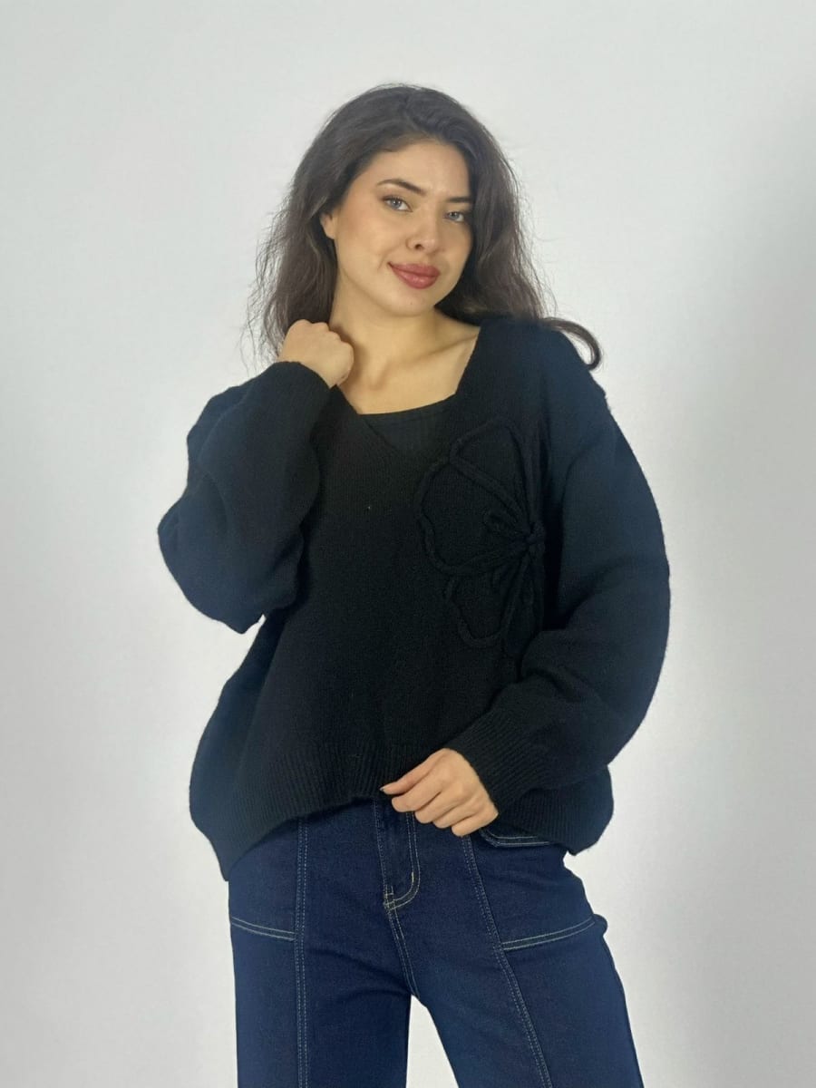 Sweater Lana Flor Bordada A4-8812