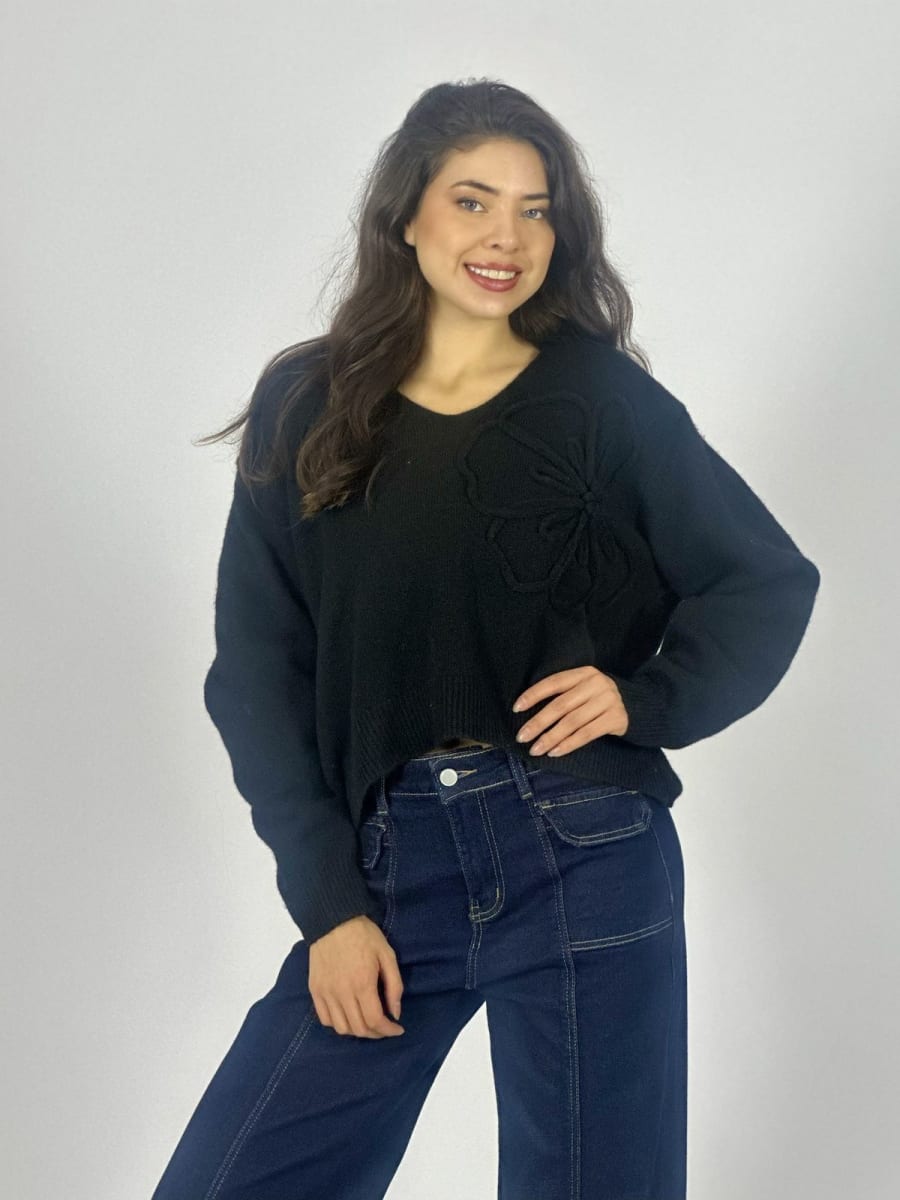 Sweater Lana Flor Bordada A4-8814