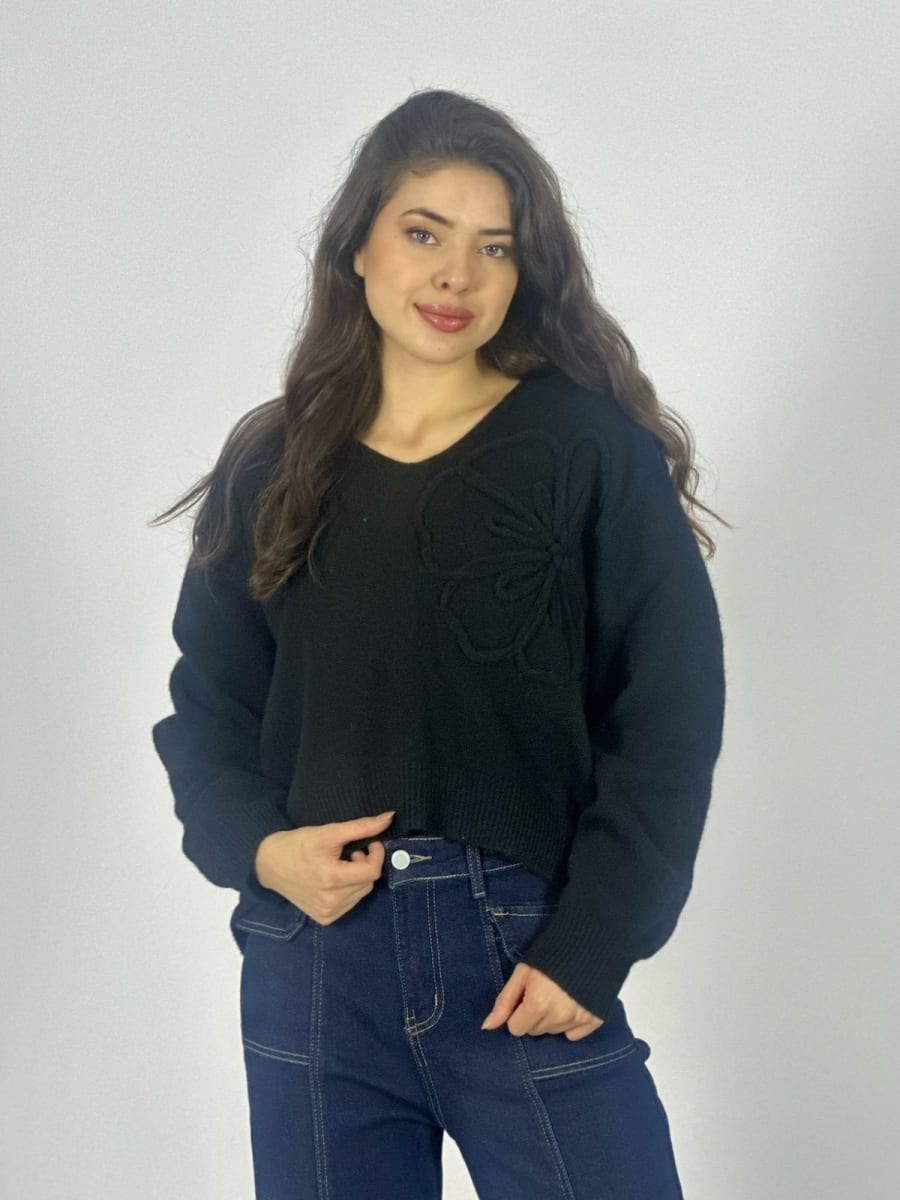 Sweater Lana Flor Bordada A4-8813